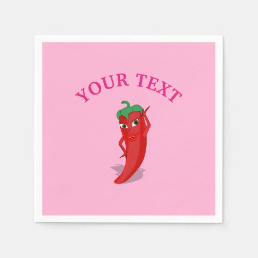 ピンクフィエスタブライダルシャワーとレッドホットペッパーDiva スタンダードカクテルナプキン (正面)