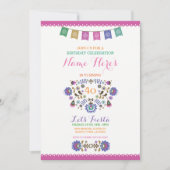 ピンクフィエスタ誕生日フローラメキシコ招待状 招待状 (正面)