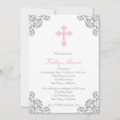 ピンクフィエレガントリガリースワールバプテスマ招待状 招待状 (正面)