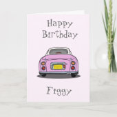 ピンクフィガロ車フィガレーションフィギー誕生日カード カード (正面)