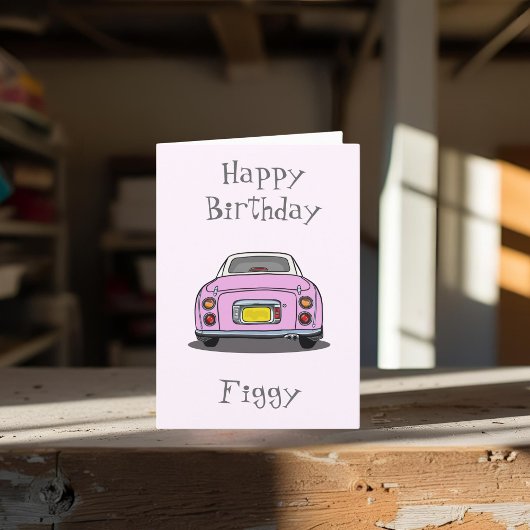 ピンクフィガロ車フィガレーションフィギー誕生日カード カード