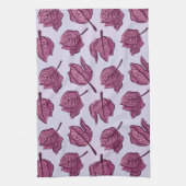 ピンクフィサリスフラワーパターンパステルボタニカル キッチンタオル (縦)