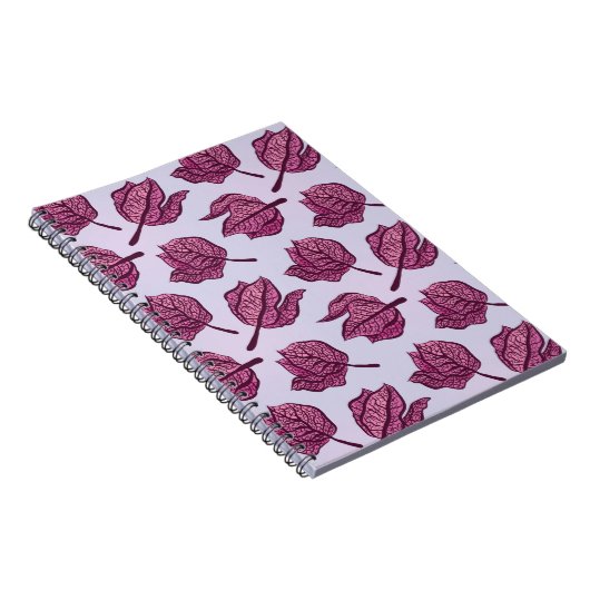 ピンクフィサリスフラワーパターンパステルボタニカル ノートブック (右側)