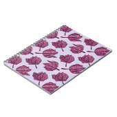 ピンクフィサリスフラワーパターンパステルボタニカル ノートブック (左側)