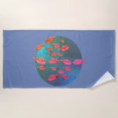 ピンクフィッシュアートビーチタオル ビーチタオル (正面)