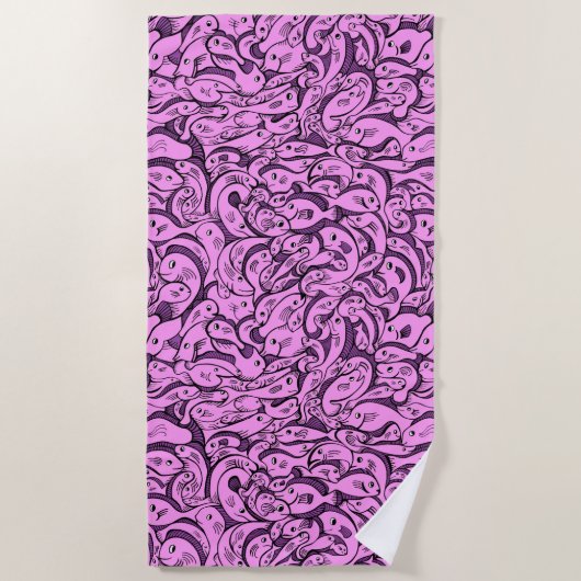 ピンクフィッシュビーチタオル ビーチタオル (正面)