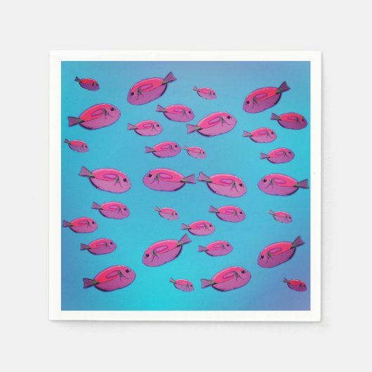 ピンクフィッシュペーパーナプキン スタンダードカクテルナプキン (正面)
