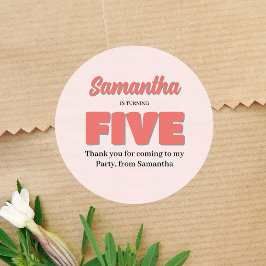 ピンクフィフス誕生日ガールパーティーフローラ ラウンドシール