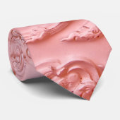 ピンクフィリグリー木彫りフローラグラムメンズタイ ネクタイ (ロール)