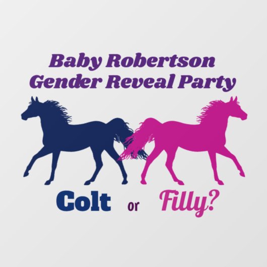 ピンクフィリーまたはブルーの子馬性別がパーティーを表示 ウィンドウサイン (シート)