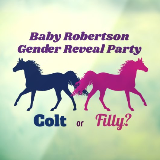 ピンクフィリーまたはブルーの子馬性別がパーティーを表示 ウィンドウサイン (シート3)