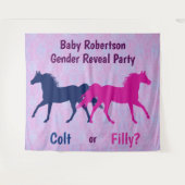 ピンクフィリーまたはブルーの子馬性別がパーティーを表示 タペストリー (正面(横))