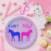 ピンクフィリー&ブルー子馬ウェスタンスタイルジェンダーリビール ペーパープレート (パーティー)