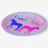 ピンクフィリー&ブルー子馬ウェスタンスタイルジェンダーリビール ペーパープレート (アングル)