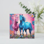 ピンクフィリー&ブルー子馬ウェスタンスタイルジェンダーリビール 招待状 (スタンド正面)