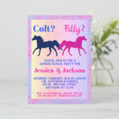 ピンクフィリー&ブルー子馬ウェスタンスタイルジェンダーリビール 招待状 (スタンド正面)