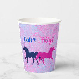 ピンクフィリー&ブルー子馬ウェスタンスタイルジェンダーリビール 紙コップ