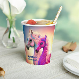 ピンクフィリー&ブルー子馬ウェスタンスタイルジェンダーリビール 紙コップ