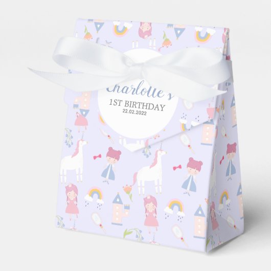 ピンクフェアヤルプリンセスユニコーン1st誕生日パーティー フェイバーボックス (正面サイド)