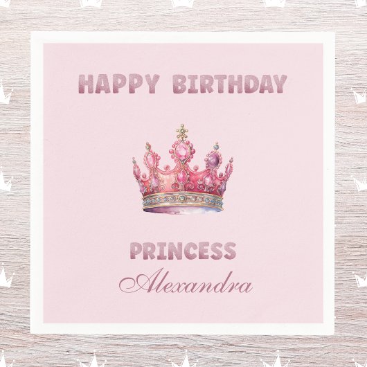 ピンクフェアユタリークラウンプリンセス誕生日 スタンダードカクテルナプキン