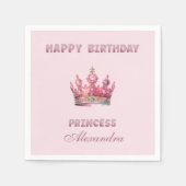 ピンクフェアユタリークラウンプリンセス誕生日 スタンダードカクテルナプキン (正面)