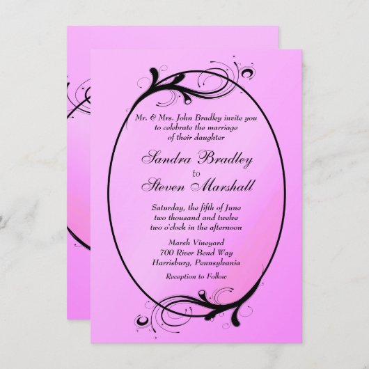 ピンクフェアユタレ結婚式招待状 招待状 (正面/裏面)