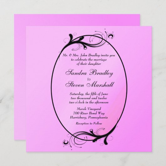 ピンクフェアユタレ結婚式招待状 招待状 (正面/裏面)