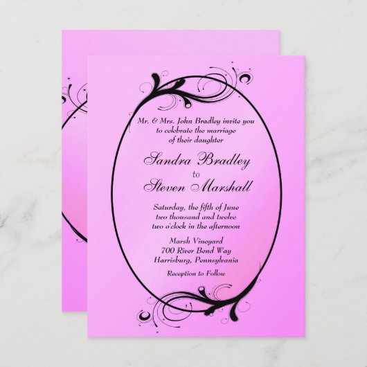 ピンクフェアユタレ結婚式招待状 招待状 (正面/裏面)