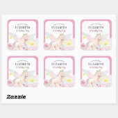 ピンクフェアユナイコーンガールバースデーパーティー スクエアシール (シート)