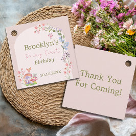 ピンクフェアリーの最初の誕生日パーティーメッセージカード フェイバータグ