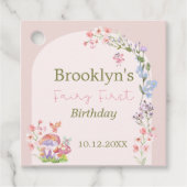 ピンクフェアリーの最初の誕生日パーティーメッセージカード フェイバータグ (正面)