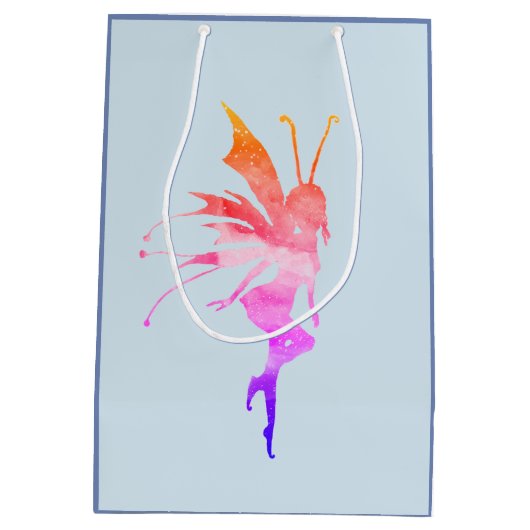 ピンクフェアリーの水の色のアートカスタムギフトベーテ ミディアムペーパーバッグ (裏面)