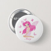 ピンクフェアリーイラストレーションボタン 缶バッジ (正面&裏面)