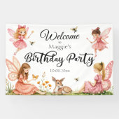 ピンクフェアリーウッドランドディアバーデイパーティーへようこそ 横断幕 (横)