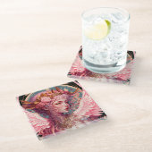 ピンクフェアリーエンジェルファンタジーアート ガラスコースター (アングル)