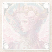 ピンクフェアリーエンジェルファンタジーアート ガラスコースター (裏面)