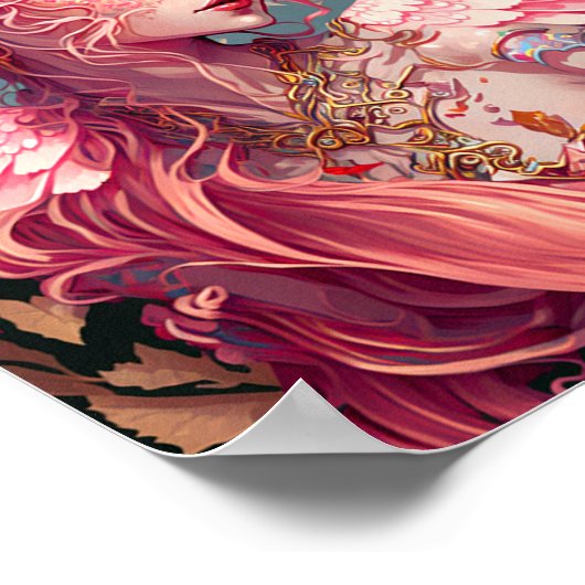 ピンクフェアリーエンジェルファンタジーアート ポスター (角)