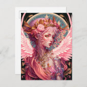 ピンクフェアリーエンジェルファンタジーアート ポストカード (正面/裏面)