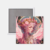 ピンクフェアリーエンジェルファンタジーアート マグネット (正面/裏面)