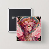 ピンクフェアリーエンジェルファンタジーアート 缶バッジ (正面&裏面)