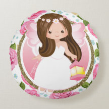 ピンクフェアリーガールズウィズバラ装飾用クッション