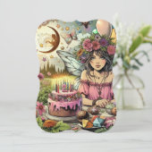 ピンクフェアリーガールマジカル誕生日カード (スタンド正面)