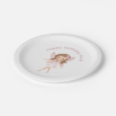 ピンクフェアリーチルドレン誕生日 ペーパープレート (アングル)