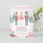 ピンクフェアリーナツクラッカー誕生日冬 招待状 (スタンド正面)