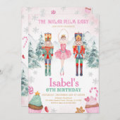 ピンクフェアリーナツクラッカー誕生日冬 招待状 (正面/裏面)