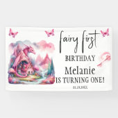 ピンクフェアリーハウスピンクドラゴンファースト誕生日 横断幕 (横)