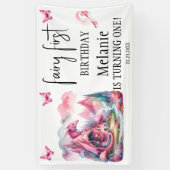 ピンクフェアリーハウスピンクドラゴンファースト誕生日 横断幕 (縦)