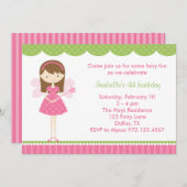 ピンクフェアリーバースデーパーティ招待状 招待状 (正面/裏面)