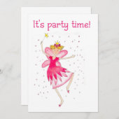 ピンクフェアリーパーティの招待状 招待状 (正面/裏面)