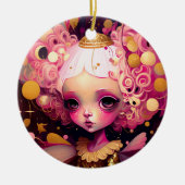 ピンクフェアリーファンタジーアート セラミックオーナメント (正面)